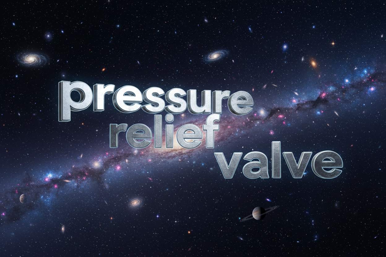 the word "pressure relief valve" floating in space